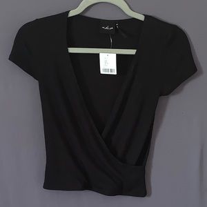 Urban Outfitters Black Cross Cropped Top